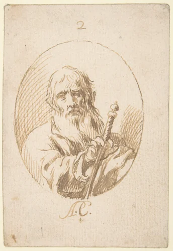Half-length Figure of St Paul in an Oval by Antonio del Castillo y Saavedra, drawing, 1616-1668