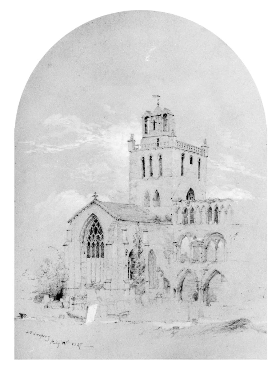 Jedburgh Abbey (from Cropsey Album) by Jasper Francis Cropsey, artwork, 1847