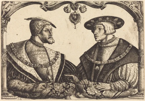 Emperors Charles V and Ferdinand I by Christoph Bockstorfer; David Funck, print, 1526-1536