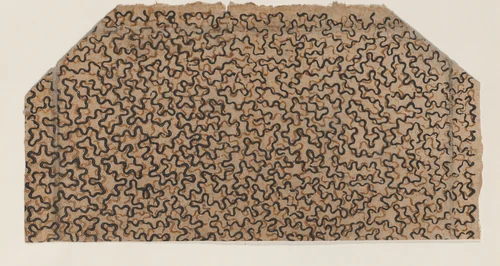 Sheet with overall pattern of squiggly lines by anonymous, print, 1800-1900