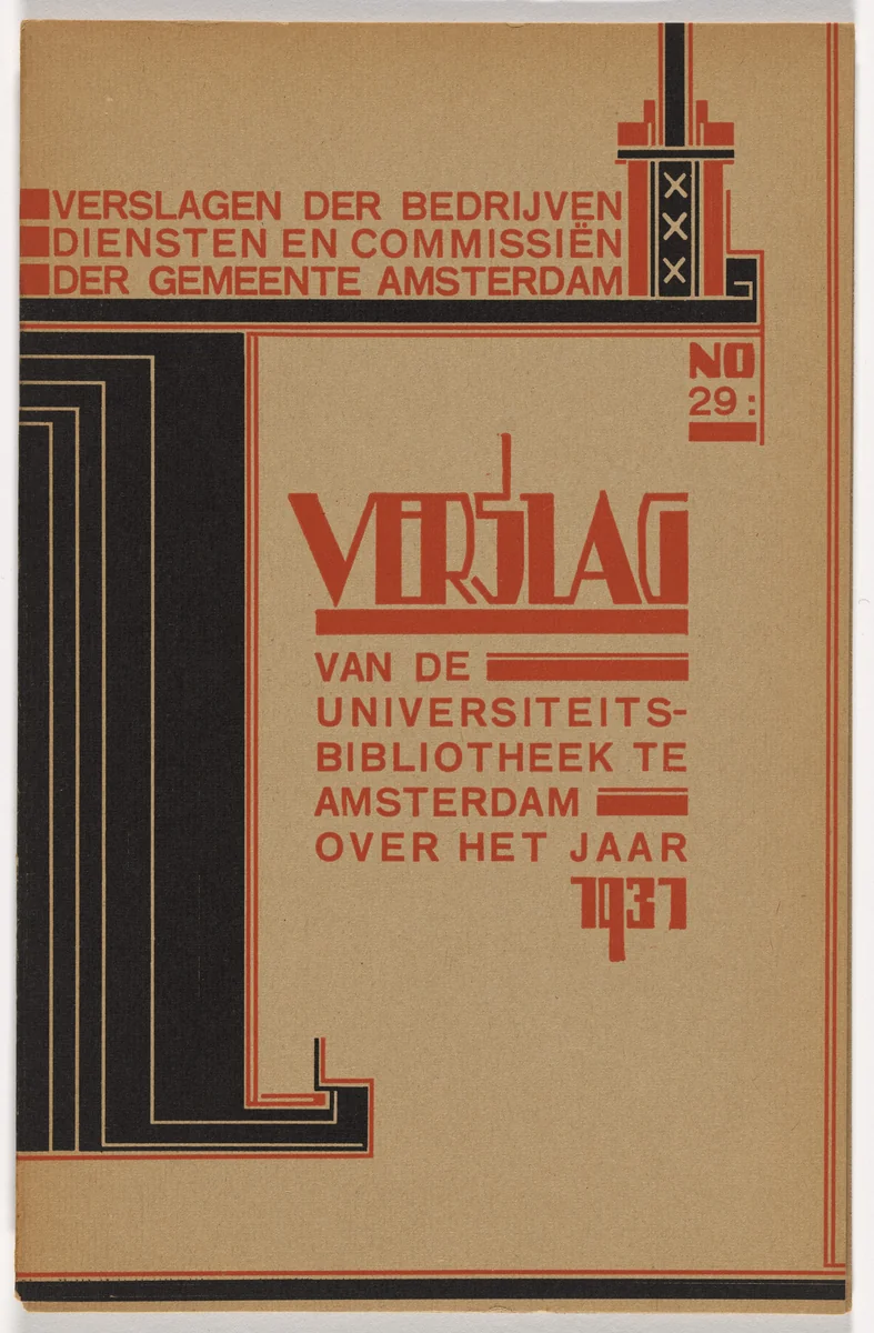Annual Report for the University of Amsterdam Library (Verslag van de Universiteits-Bibliotheek te Amsterdam) by Fré Cohen, design, 1931