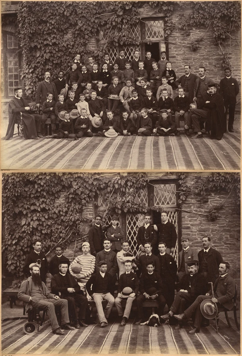 Primary Class Bishop Cotton School, Shimla (recto); High Class Students and Teachers at Bishop Cotton School, Shimla (verso) by Raja Deen Dayal, photograph, 1877-1892