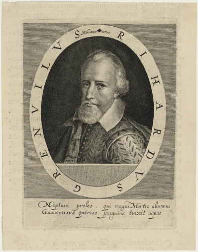 Sir Richard Grenville, Naval Commander by Willem de Passe, print, 1620