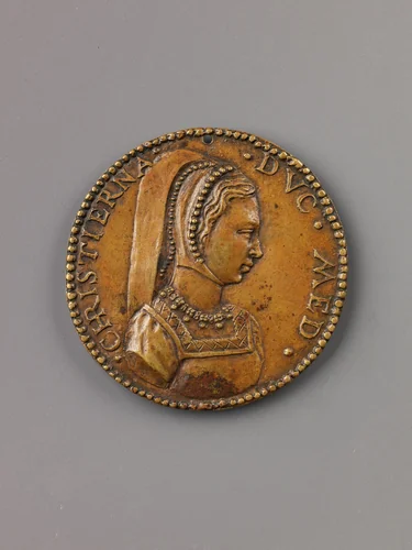 Portrait medal of Christine of Denmark by Jacopo Nizolla, metalwork, 1530-1536