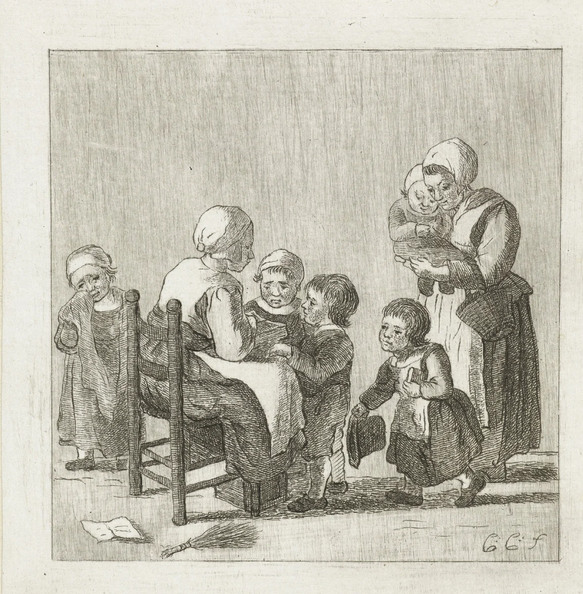Schoolklas by Pieter de Mare, print, 1779