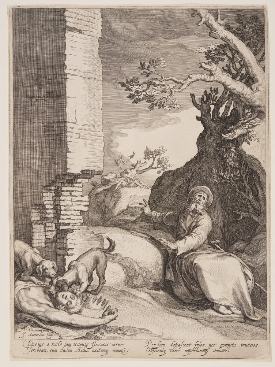 Ahajah’s Prophesy to Wife of Jeroboam, from Four Scenes from the Life of the Prophets, Isaiah, Ahajah and Elisha by Jan Saenredam, print, 1604