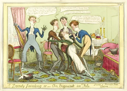 A Dandy Fainting by Isaac Robert Cruikshank, print, 1818