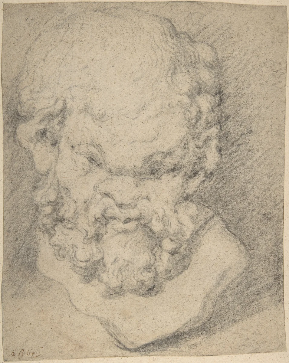 Head of Silenus by Peter Paul Rubens, drawing, 1597-1640