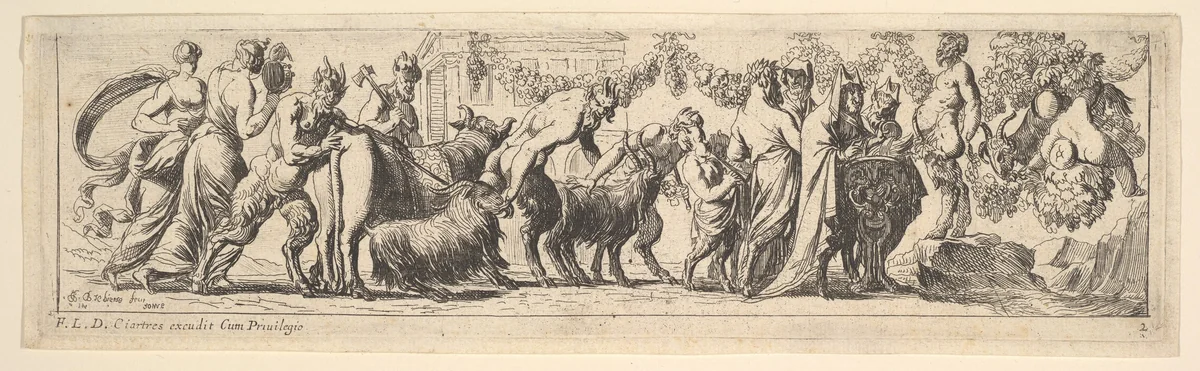 Bacchanal by Pierre Brebiette, print, 1615-1642