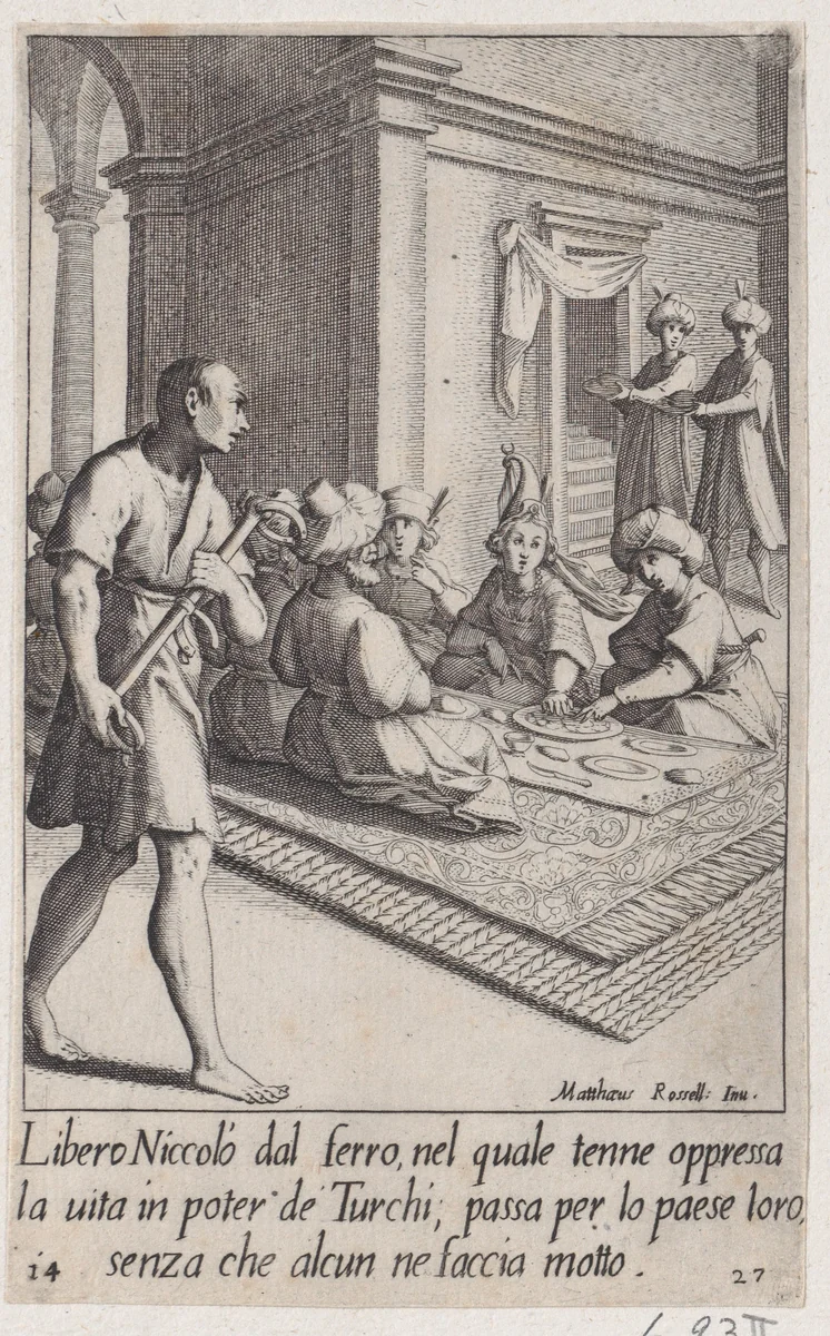 Niccolò, from Scelta d'Alcuni Miracoli e Grazie della Santissima Nunziata di Firenze (Selection of Some Miracles and Graces that Occurred in the Church of the Annunziata in Florence) by Jacques Callot, print, 1611-1619