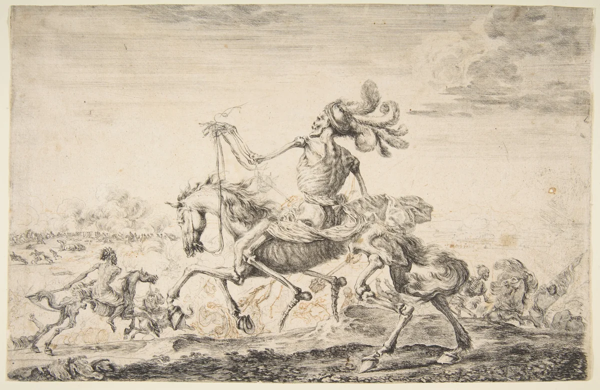 Death on the Battlefield, from 'The five deaths' (Les cinq Morts) by Stefano della Bella, print, 1645-1655