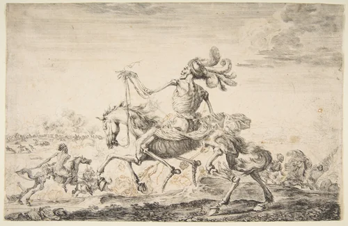 Death on the Battlefield, from 'The five deaths' (Les cinq Morts) by Stefano della Bella, print, 1645-1655