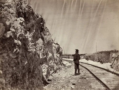 Lime Kiln Cut, Near Granite Canyon by Andrew Joseph Russell, photograph, 1867