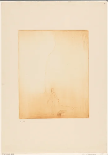 Badend meisje op de oever van de Ganges in Benares by Wijnand Otto Jan Nieuwenkamp, print, 1917