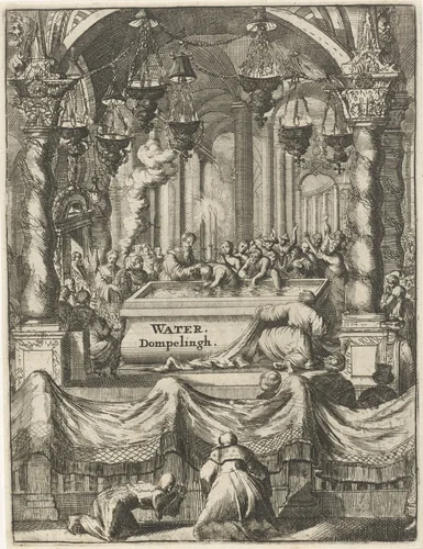 Doopplechtigheid in een Russische kerk by Jan Luyken, print, 1681