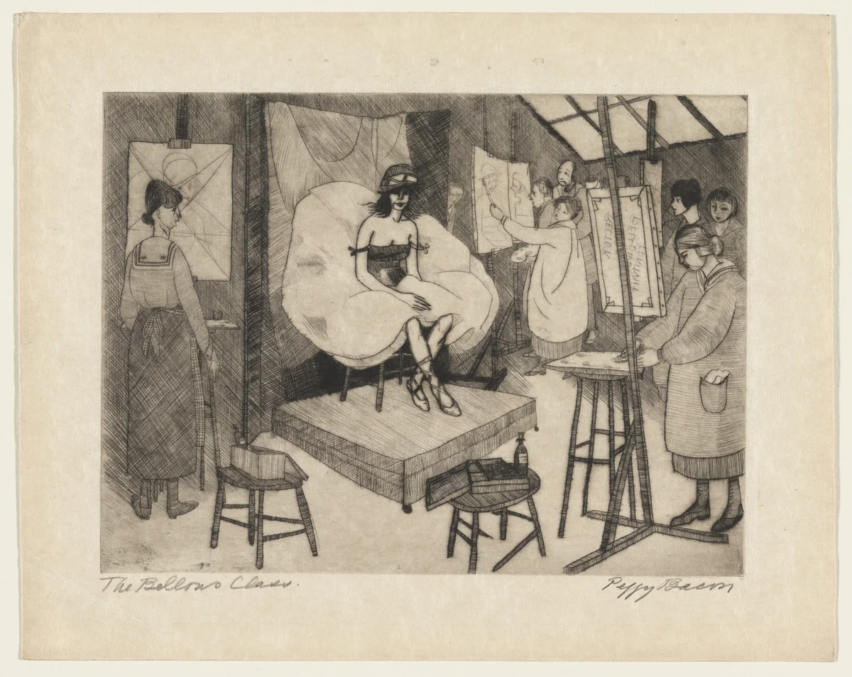 Model in the Bellows Class by Peggy Bacon, print, 1918