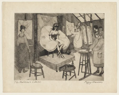 Model in the Bellows Class by Peggy Bacon, print, 1918