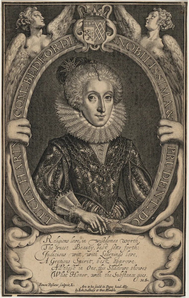 Lucia Harrington, Countess of Bedford by Simon van de Passe, print, 1595-1647