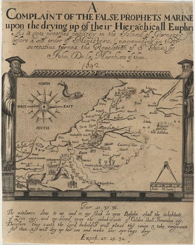 Frontispiece to Complaint of the False Prophets, by John de La Marche by John Droeshout, print, 1641