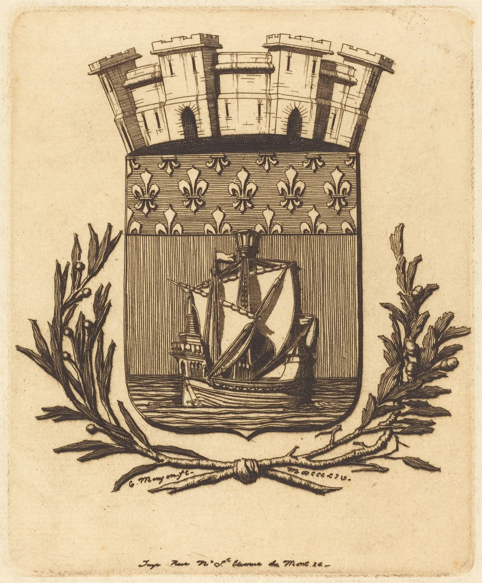 Armes symboliques de la ville de Paris (Symbolical Arms of the City of Paris) by Charles Meryon, print, 1854