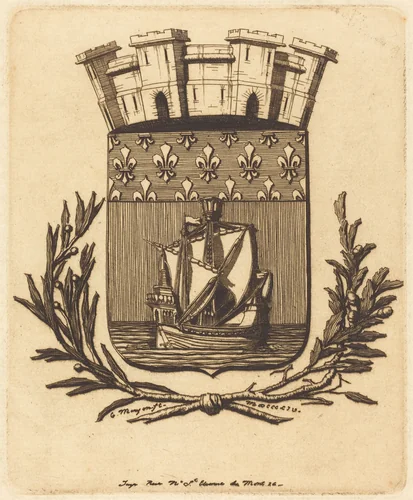 Armes symboliques de la ville de Paris (Symbolical Arms of the City of Paris) by Charles Meryon, print, 1854