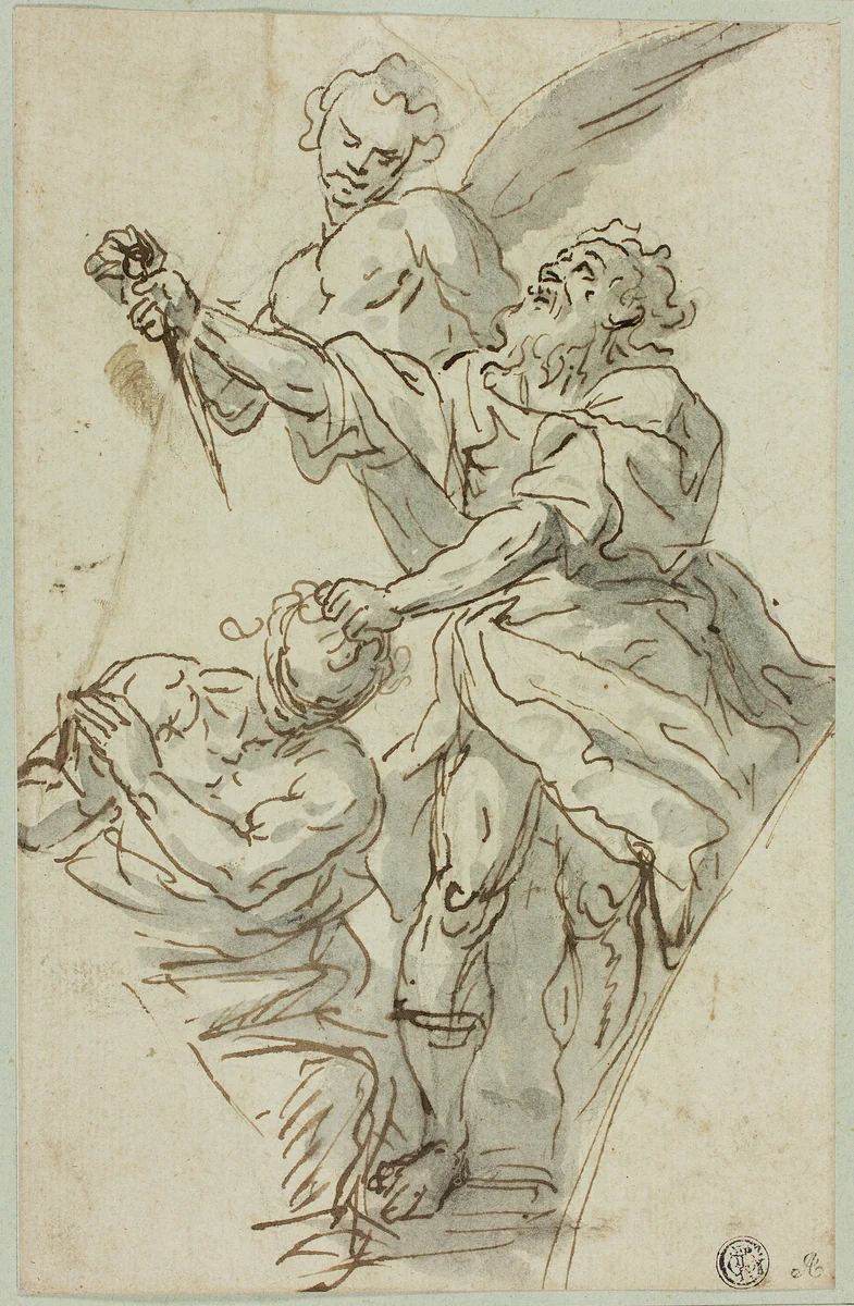 Sketch of Spandrel with Sacrifice of Isaac by Francesco de Mura, drawing, 1716-1782