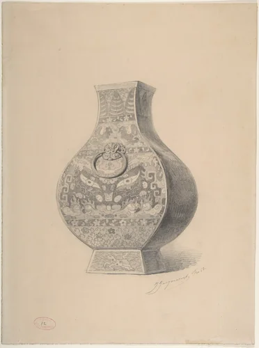 A Chinese Vase by Jules Ferdinand Jacquemart, drawing, 1850-1880
