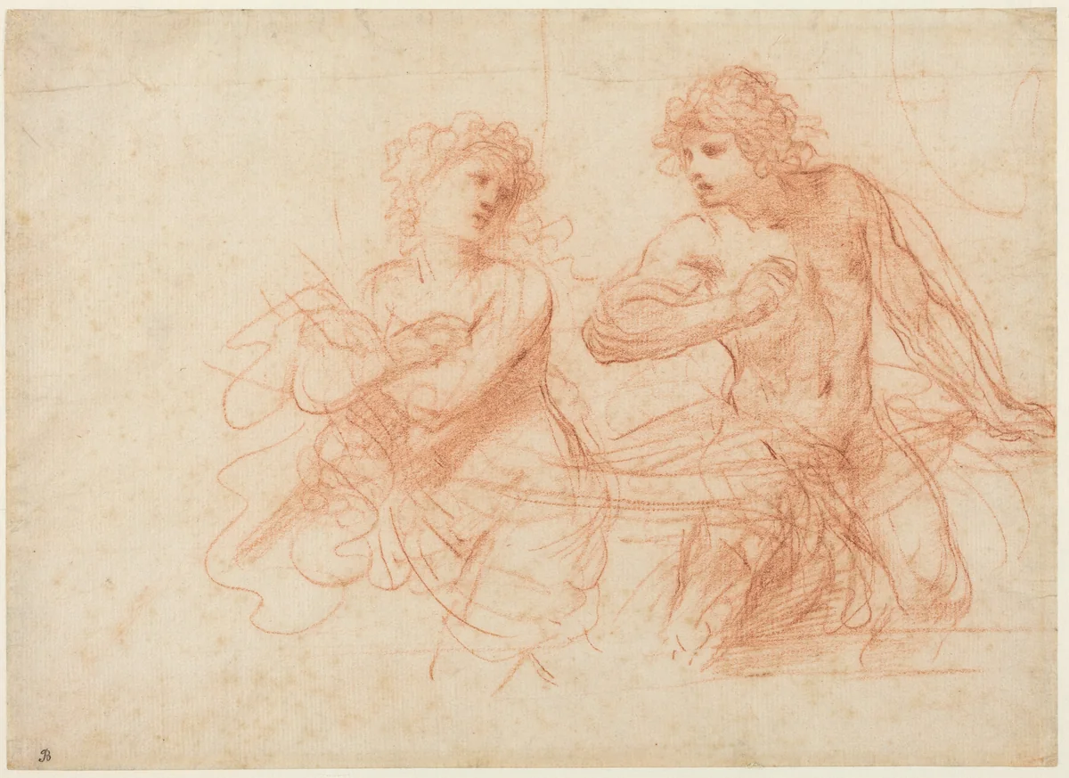 Amnon and Tamar by Guercino, drawing, 1649