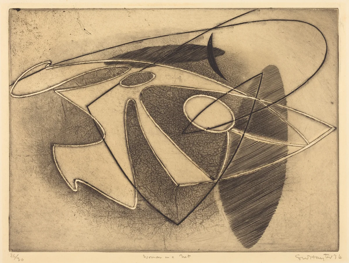 Woman in a Net by Stanley William Hayter, print, 1934