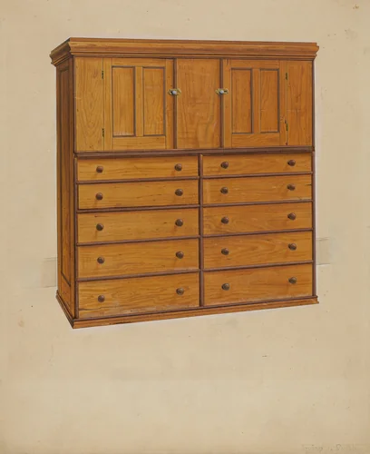 Shaker Cabinet by Irving I. Smith, index of american design, 1937