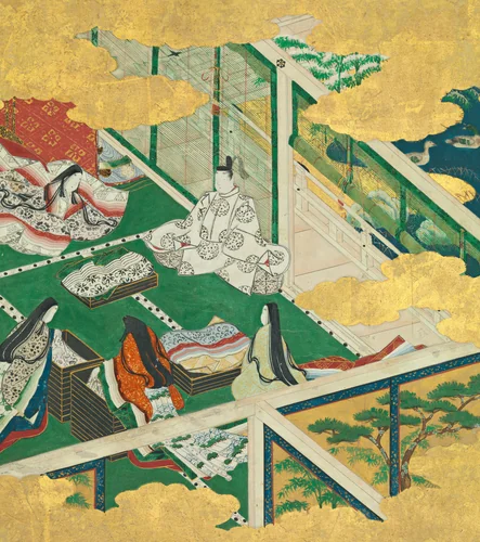 “A Lovely Garland” (Tamakazura), from The Tale of Genji by Tosa Mitsuyoshi (土佐光吉), painting, 1600-1633