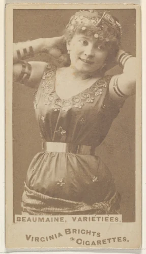 Beaumaine, Varietiees, from the Actors and Actresses series (N45, Type 1) for Virginia Brights Cigarettes by Allen & Ginter, photograph, 1885-1891
