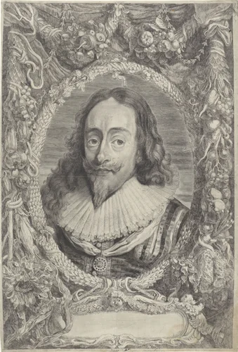 Portret van Karel I, koning van Engeland by Jonas Suyderhoef, print, 1644-1650