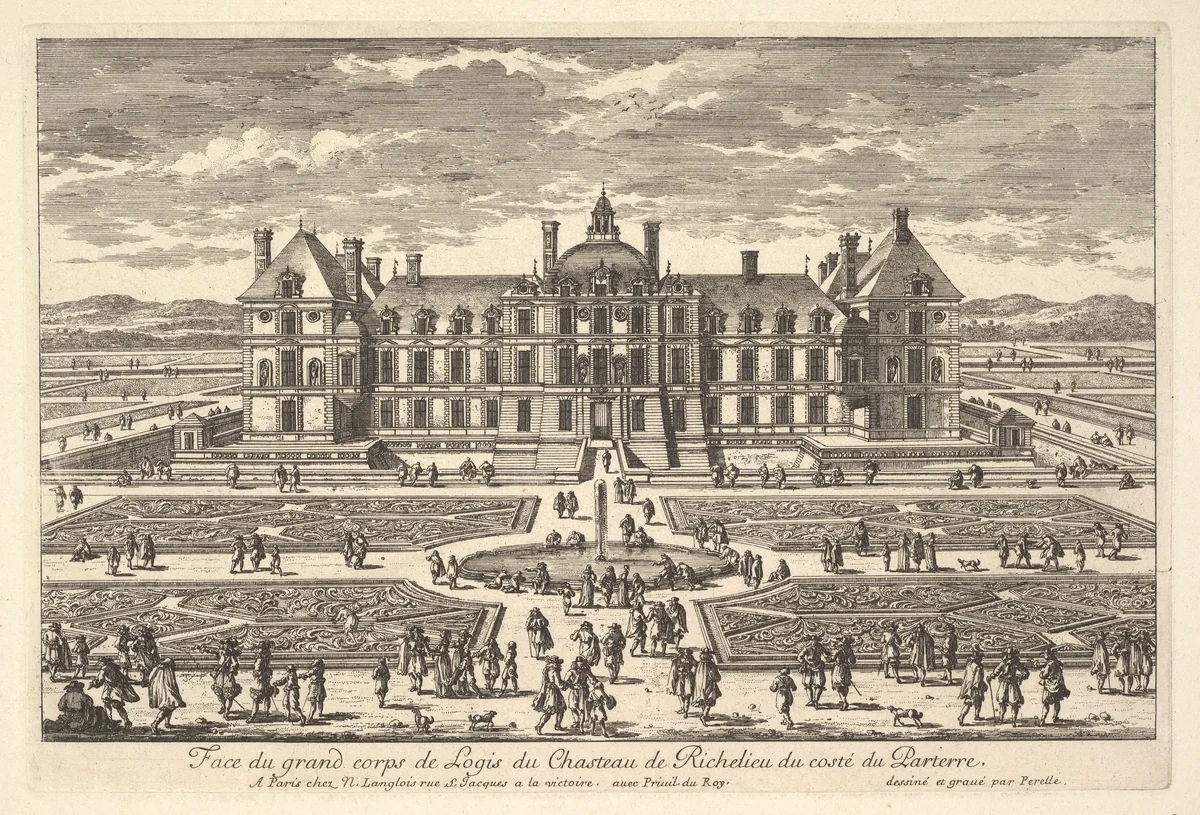 Face du grand corps de Logis du Château de Richelieu du côté du Parterre by Adam Perelle, print, 1640-1695