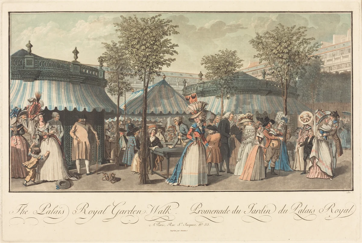 The Palais Royal--Garden's Walk / Promenade du Jardin du Palais Royal by Louis Le Coeur, print, 1787