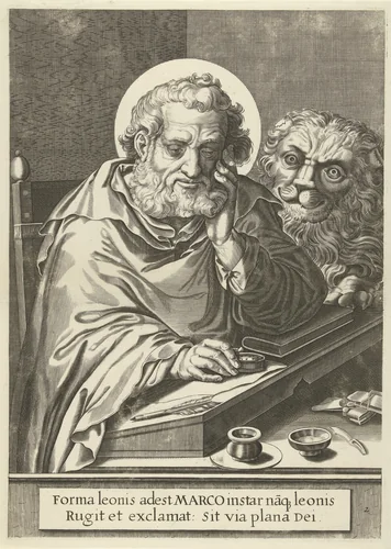 Marcus de evangelist by François van den Hoeye, print, 1601-1636