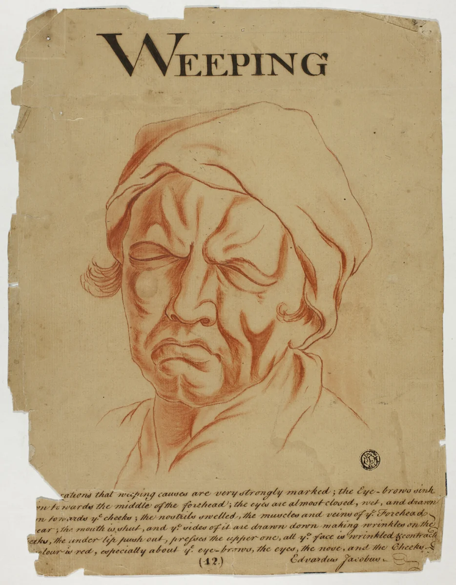Weeping by Charles Le Brun, drawing, 1698-1799