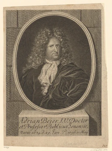 Portret van Adrian Beier by Martin Bernigeroth, print, 1696-1733