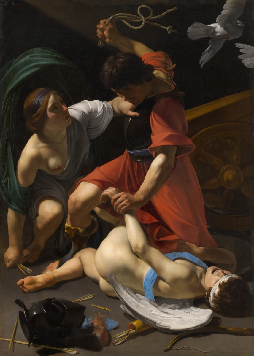 Cupid Chastised by Bartolomeo Manfredi, painting, 1613
