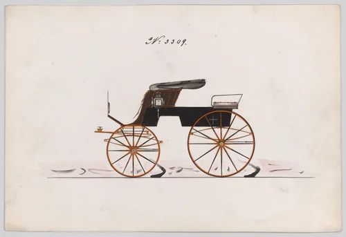 Design for Stanhope Phaeton, no. 3309 by Brewster & Co., drawing, 1877
