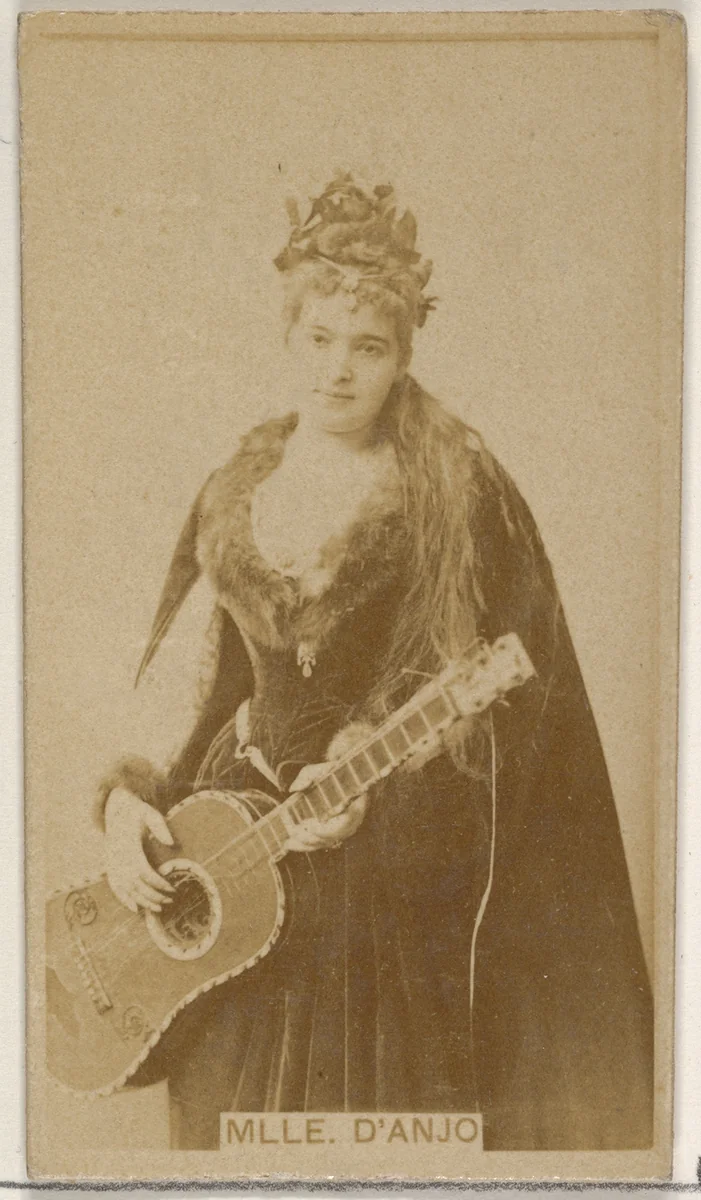 Mlle. D' Anjo, from the Actors and Actresses series (N45, Type 8) for Virginia Brights Cigarettes by Allen & Ginter, photograph, 1885-1891