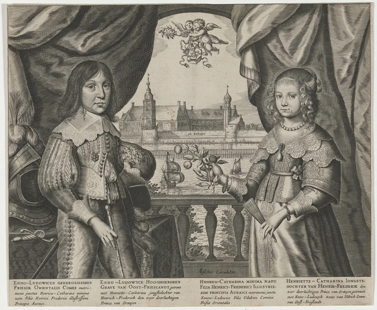 Enno Ludovick, Count of East Friesland and His Wife, Catherina Henriette by Cornelis Visscher, print, 1629-1662