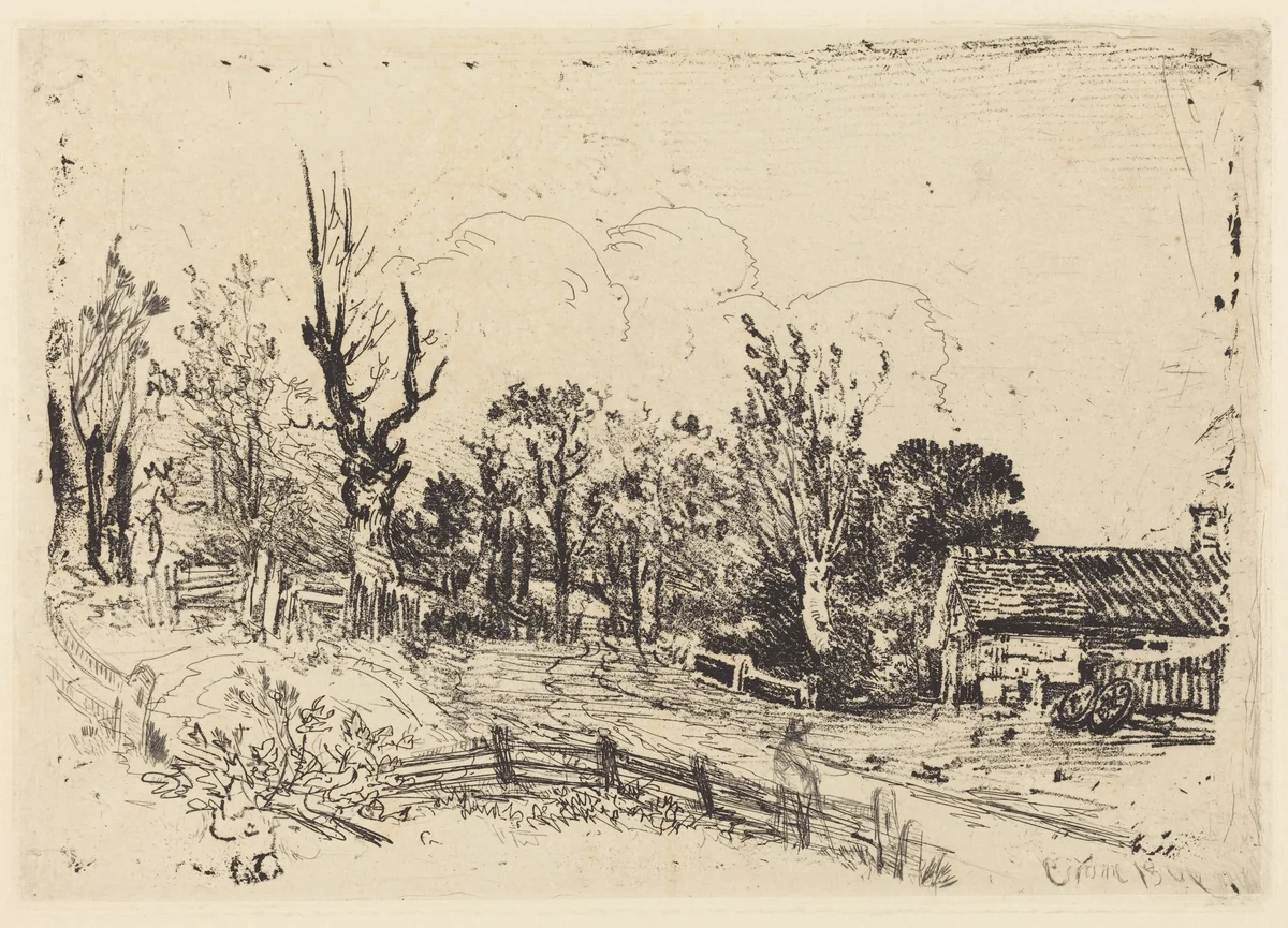 Road with a Farmhouse on the Right by John Crome, print, 1806