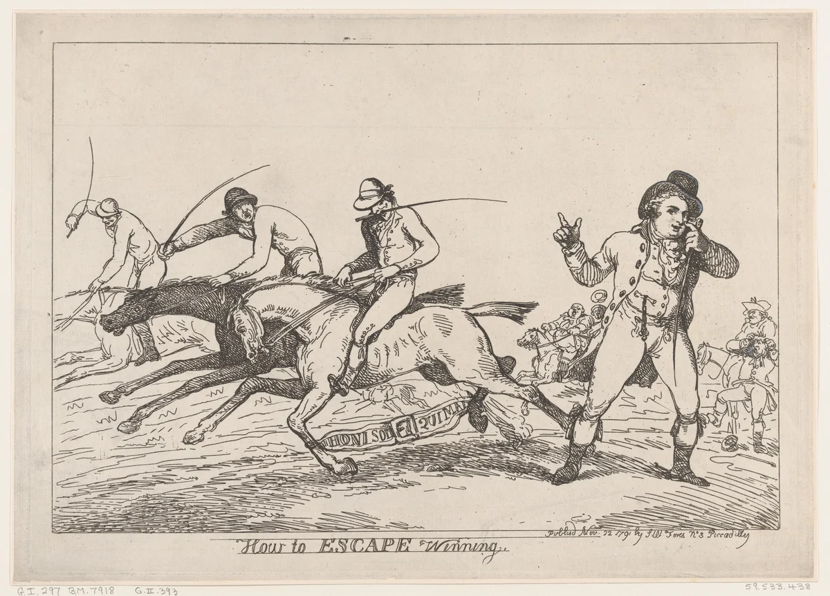 How to Escape Winning by Thomas Rowlandson, print, 1791