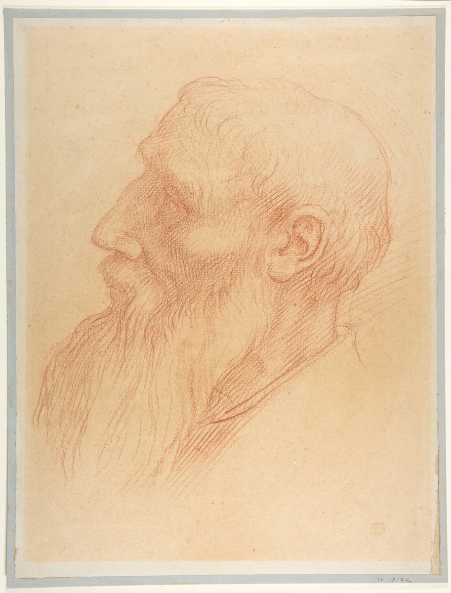 Head of a Man by Alphonse Legros, drawing, 1837-1911
