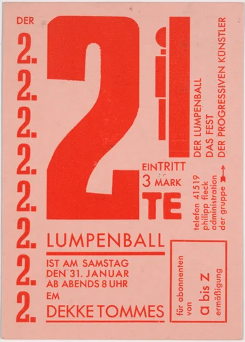 Der 2te Lumpenball ist am Samstag den 31. Januar by Franz Wilhelm Seiwert, design, 1931
