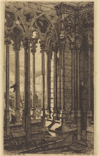 La galerie Notre-Dame, Paris (The Gallery of Notre Dame, Paris) by Charles Meryon, print, 1853