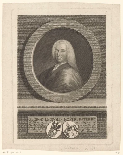 Portret van Georg Leopold Hoyer by Johann Friedrich Bause, print, 1759