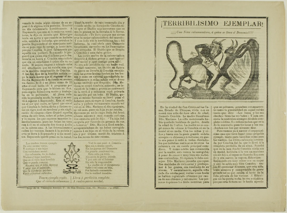 Very Terrible Example! by José Guadalupe Posada, print, 1910