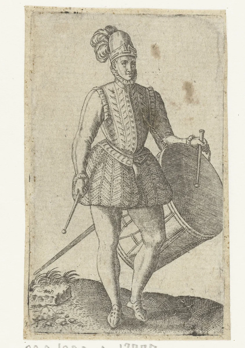 Soldaat-tamboer by Unknown, print, 1550-1587